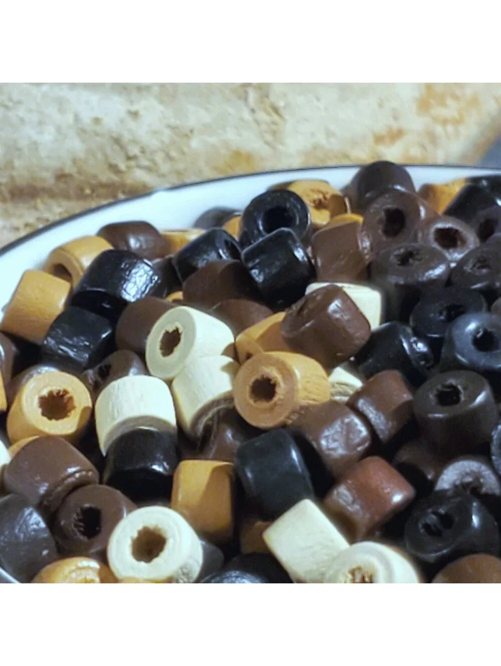Bulk Lot Sustainable Round Heishi Wood Beads 5x4mm Brown Black Tan White 100 pcs